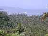 The view of tropical forest and ocean from the waterfall area northwest toward Vanua Levu