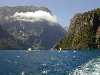 View back toward the end of the fiord from the stern of the cruise ship.